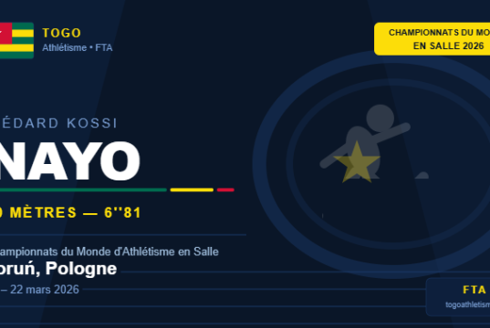 Médard Kossi Nayo représente le Togo aux Championnats du Monde d’Athlétisme en Salle 2026